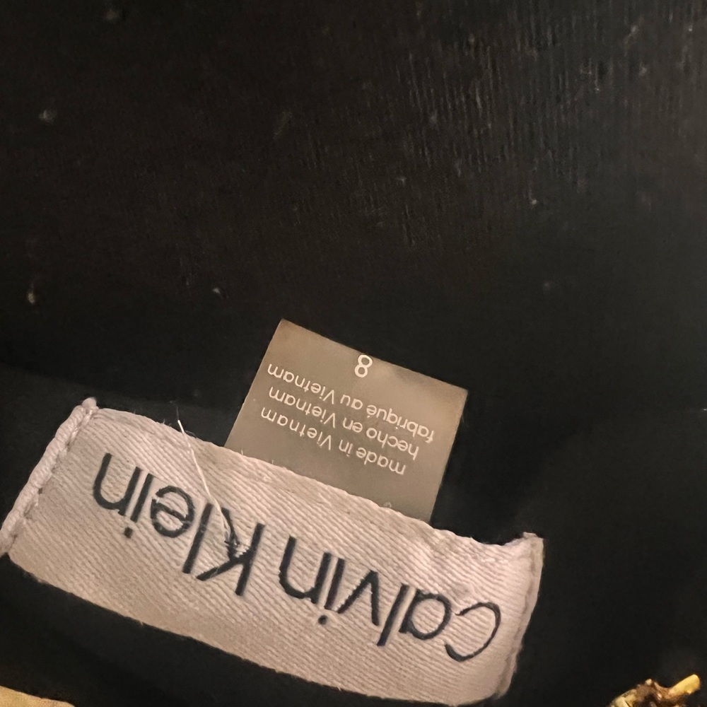 Calvin Klein size 8 ruffled high neck dress tie waist - Picture 5 of 10